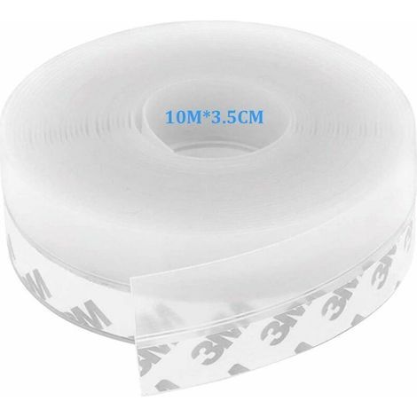 Bas de Porte Adhésif. 10M x 3.5CM Bande d'étanchéité Auto-adhésive de Silicone pour Porte et Fenetre. Protection contre l 'eau. Protection contre les Insectes. Réduction du Bruit(Transparent) (1/5)