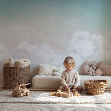Papier peint nuages doux chambre bébé - Nuages de Ouate papier peint (1/5)