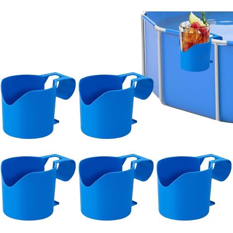 Porte-gobelets pour piscine, lot de 5, porte-gobelets robuste pour piscine, bord de piscine, porte-gobelets multifonctionnel en plastique, anti-déversement, pour les fêtes au bord de la piscine, compa (1/5)