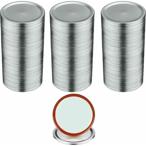100PCS couvercles de bocaux à conserve Couvercle intérieur pour bouche régulatrice 70mm couvercle de bocal Mason en métal avec anneau d'étanchéité, modèle : argent 100 pièces (1/5)
