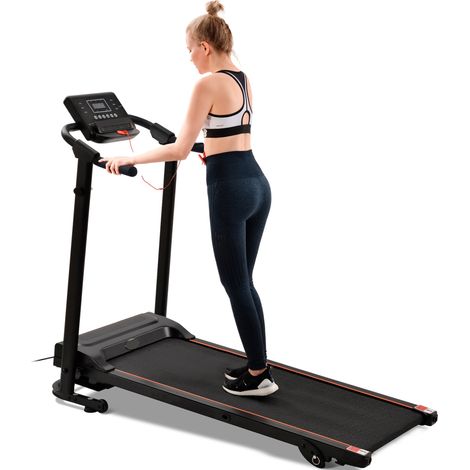 Tapis roulant tapis roulant pieghevoli elettrici 1,5 HP motore elettrico silenzioso 12 km/h con display LED, 12 programmi e porta pad/cellulare, peso max utente 100kg, nero (1/5)