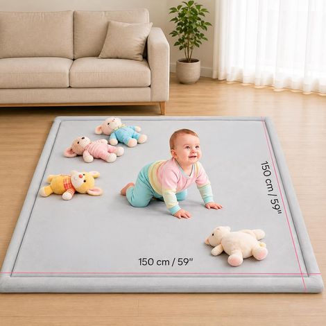 Tapis de Jeu Bébé 150x150 cm - Mousse à Mémoire de Forme - Antidérapant (1/5)