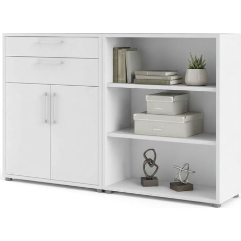 Dmora - Kommode Josepha, Wohnzimmerbuffet, Wohnzimmer-Sideboard, Moderne Küchen-Speisekammer, 178x40 h113 cm, Weiß