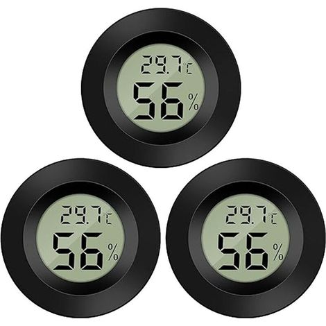 3-teiliges Mini-Digital-LCD-Thermometer-Hygrometer, tragbarer Temperatur- und Feuchtigkeitsmesser für Büro, Küche, Humidore, Inkubatoren und Terrarien - Crezuo