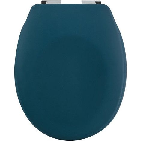 Spirella - Sedile WC Rigido Termico Neela - Cerniere in ABS Cromato, Coperchio WC con Freno anticaduta, Chiusura rallentata - 44 x 37 x 3 cm - Petrolio Opaco (1/5)