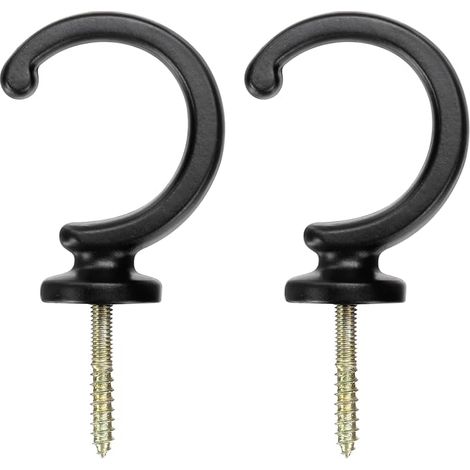 Juego de 2 ganchos para cortinas, ganchos de pared para sujetar cortinas, sujetadores decorativos para cortinas, adecuados para ventanas, ropa, sombreros, toallas, color negro. (1/5)