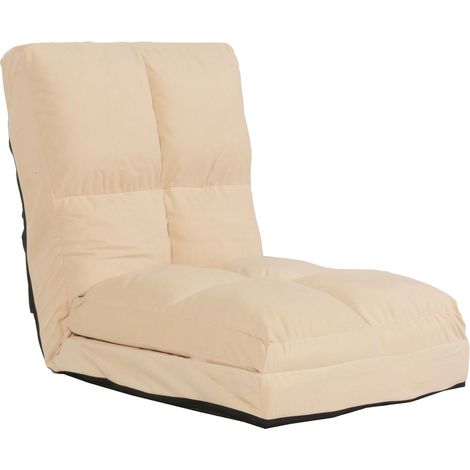 Fauteuil de sol HWC-N45, fauteuil-lit pliable Fauteuil fonctionnel, fonction sommeil pliable cadre acier velours - beige (1/5)