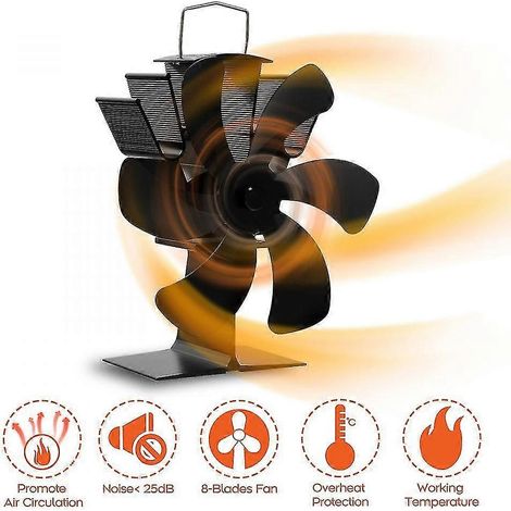 6-flügeliger Warmluftventilator für Kamine/Öfen mit Holzheizung, 8 Farben