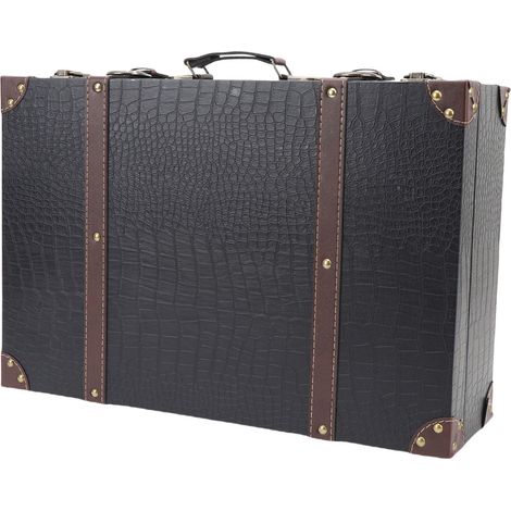 Valise Vintage Boîte Voyage Décorative Rangement Rétro – Décoration Anniversaire Mariage Accessoires Photo, Noir (1/5)