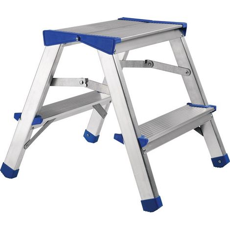 Gradino pieghevole, gradini 2, altezza piattaforma 390mm, alluminio con ondulazione antiscivolo