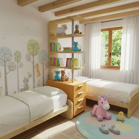 Comodino libreria salvaspazio con design moderno - Narciso - Quercia e zolfo (1/5)