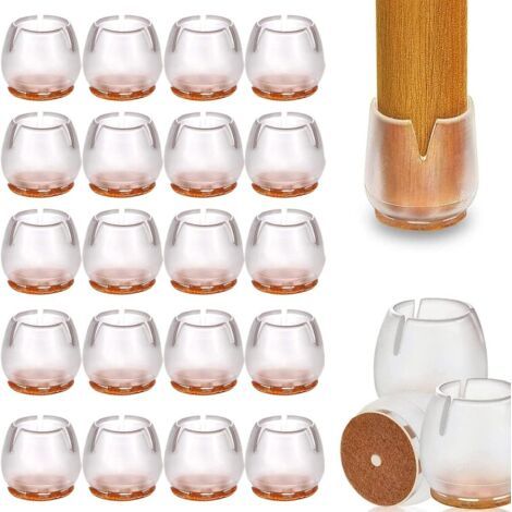 20pcs Couvre-Jambes de Chaise, Silicone Chaise Casquettes Pieds, Protège-Jambes de Bureau et de Chaise, Bouchon Rond de Pied de Chaise, pour Aux Tables, pour 17-21MM, Transparent (1/5)