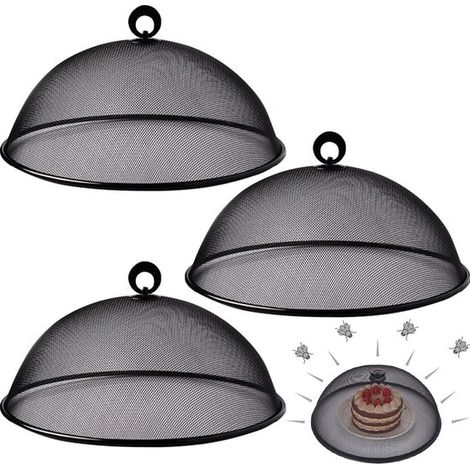 Set di 3 sacchetti per alimenti in rete con manico, ideali per cucina, picnic e attività all'aperto (neri, 30x30x13 cm) (1/5)