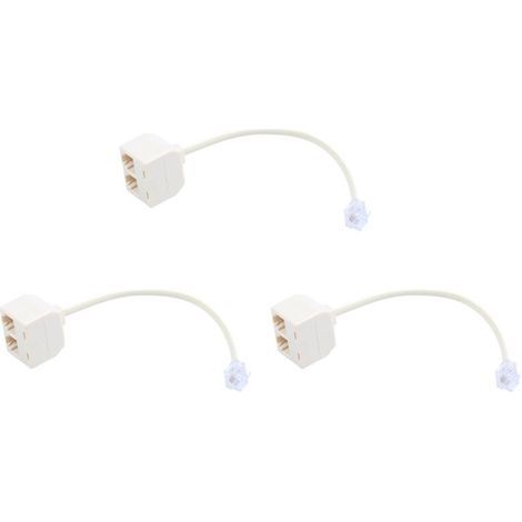 3X RJ11 6P4C Fiche 2x Port Jack M/F Splitter Adaptateur de Telephone Cable Beige (1/5)