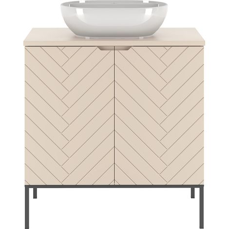 Waschtisch 80 cm breit in Beige mit gefrästen Fronten ANGERA-140 (1/5)
