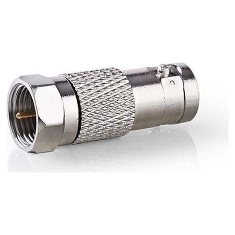 Adaptador de antena y satelite f macho iec coaxial hembra niquelado 75 ohmios recto metales plata 1 pc caja