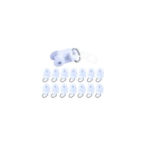 Litzee – Set di 50 rulli scorrevoli per tende – Rulli e ganci per aste per tende – Plastica di alta qualità – Dimensioni 2,5 x 1,4 cm – Crezuo