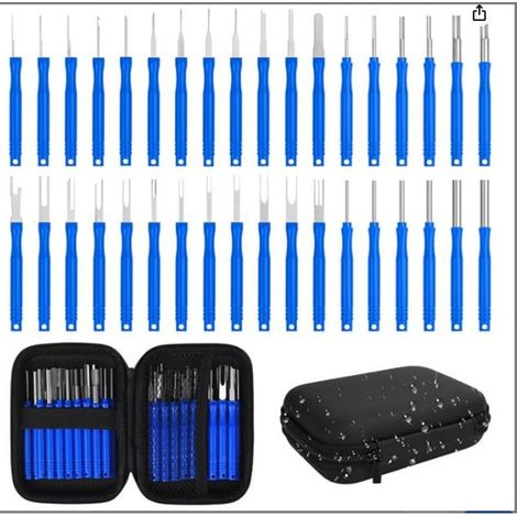 30 Pcs Set Extracteur Cosses avec Boîte Protection, Outils Démontage Terminal Automobiles Réutilisable, . Outil Déverrouillage Retrait Prise Câble Voiture pour Plupart Terminaux Connecteurs (1/4)