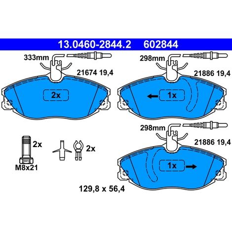 Kit de plaquettes de frein, frein à disque ATE 13.0460-2844.2 PEUGEOT 4252 06