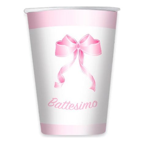 Big Party Bicchieri Battesimo Rosa Cc 250 8 Pz