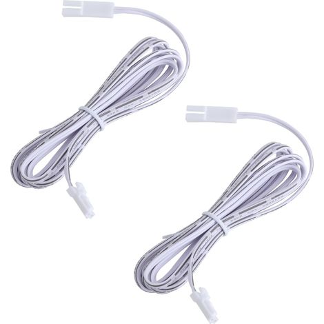 LED Extension Cable 2m White Pack of 2 - Connection Cable with Plug for LED Lighting 12V/24V - Flexible Durable and Universal for Kitchen, Ceiling Light, Cabinet, Home (1/5)
