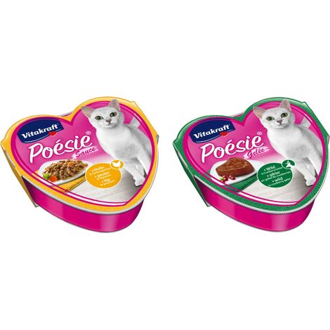 Vitakraft Katzenfutter Poesie - 15x Huhn und Gartengemüse + 15x Wild mit Cranberries (1/3)