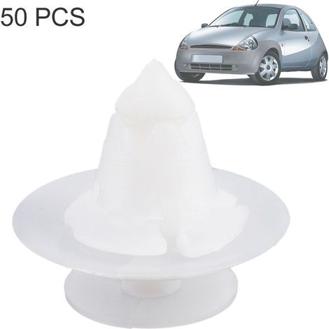 Rivet Clip Plastique - Attache Clips Fixation Plastique Rivet Clips 1038008 Attache de Pare-chocs Voiture Blanc Clips de Fixation de Rivet Kit pour KA RB 1996-2009(50Pcs) (1/5)