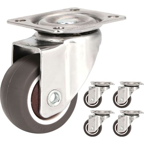 Lot de 4 roulettes universelles silencieuses en TPR, pivotantes à 360°, pour meubles et chaises de maison (38 roulettes directionnelles). (1/5)