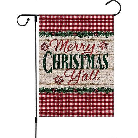Bannière décorative de Noël, bannière double face en lin « Joyeux Noël » 30 x 45 cm, bannière à suspendre pour portes et fenêtres de jardin avec logo de Noël, Chris (1/5)