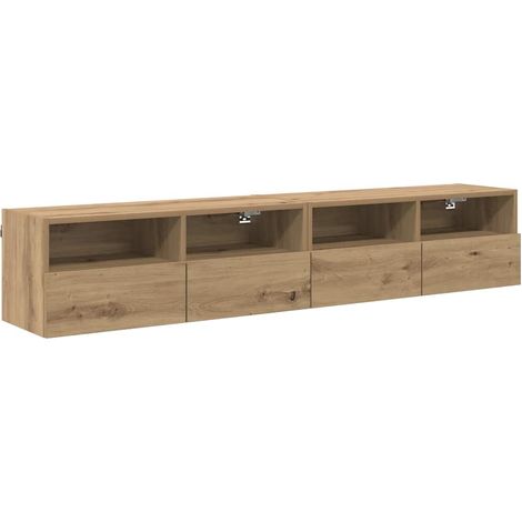 Meubles TV muraux 2 pcs,Banc Tv Moderne,Meuble De Rangement Chêne artisanal 80 x 30 x 30 cm CFW84170 (1/5)