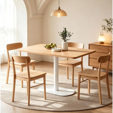 Mesa de comedor rectangular 120x70x75 cm blanca para 6 personas, moderna FloraGrace (1/5)