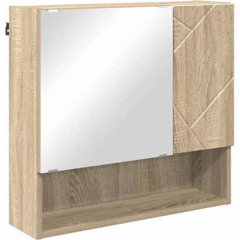 Armoire miroir moderne rangement gain de place 59 x 17 x 55 cm en bois d'ingénierie chêne sonoma (1/5)