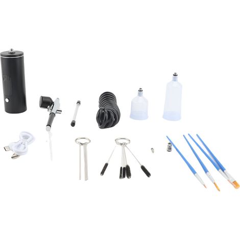 Kit Aérographe 3 Vitesses Sans Fil USB Rechargeable – Pistolet Écran Affichage Nail Art Maquillage Peinture Décor Gâteau, Noir (1/4)
