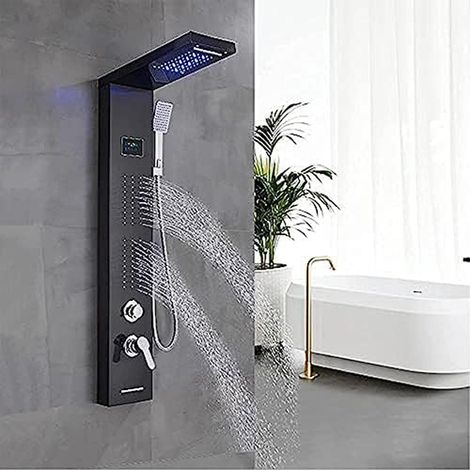 Paneles de ducha LED BOMCLAP de 6 funciones, sistemas de ducha de lluvia y cascada, chorros de masaje, duchas de mano ABS (1/5)