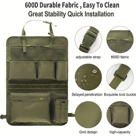 Taktische Camouflage Auto Sitz Organizer Multifunktional Dick Militärgrün Rückseite