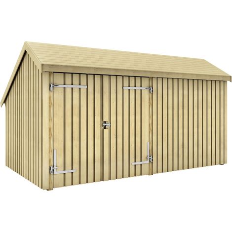 Plus Gartenhaus Multi 2 Module 445 x 258 cm natur mit Doppeltür, geschlossen Gartenhäuser Holz (1/2)