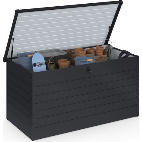 Coffre de rangement métal verrouillable gris anthracite pour jardin 1250L 175x95x90 cm (1/5)