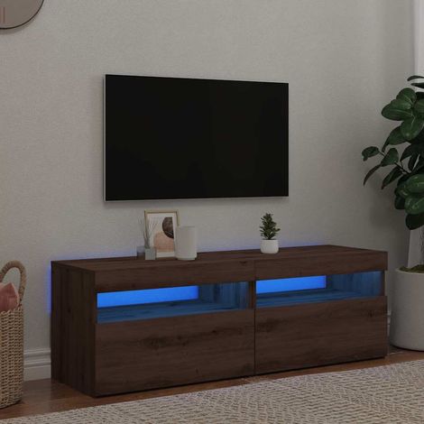 Muebles TV con luces LED 2 uds madera ingeniería roble artisan vidaXL (1/5)