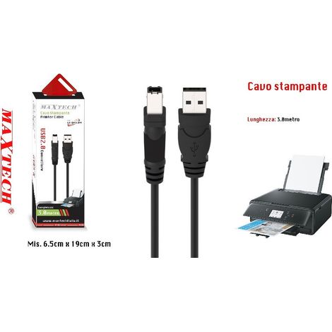MaxTech - Cavo Da 3mt Usb 2.0 Per Stampante Hp Prolunga Dati Pc Hard Disk Maxtech Ca-bm3.0m - (1/2)