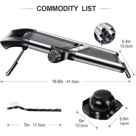 Mandolina da cucina, mandolina multifunzionale regolabile per verdure, affettatrice manuale professionale per verdure con 5 lame in acciaio inox (1/4)