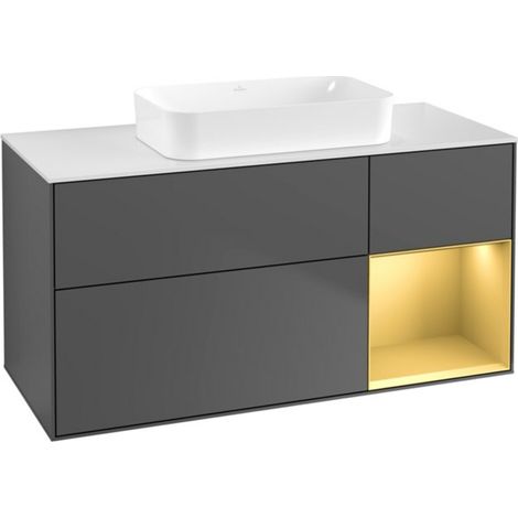 V&B Waschtischunterschrank Wandbeleuchtung Finion 120x60 cm, Reg re gol m, Anthracite matt (1/2)