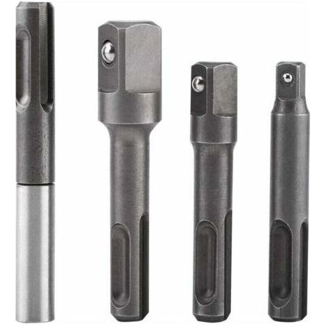 Adaptateur d'extension de douille hexagonale, embout de douille SDS Plus à 1/4"et embout de foret carré 1/4" 3/8"1/2" en acier inoxydable et en acier au chrome-vanadium (1/5)