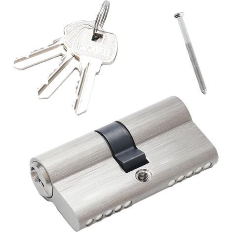 Cylindre Serrure,35/35 mm Barillet Argenté avec 3 Clés Facile à Installer Anti-perçage et Anti-arrachement pour Portes en Composite UPVC et en Bois (1/5)