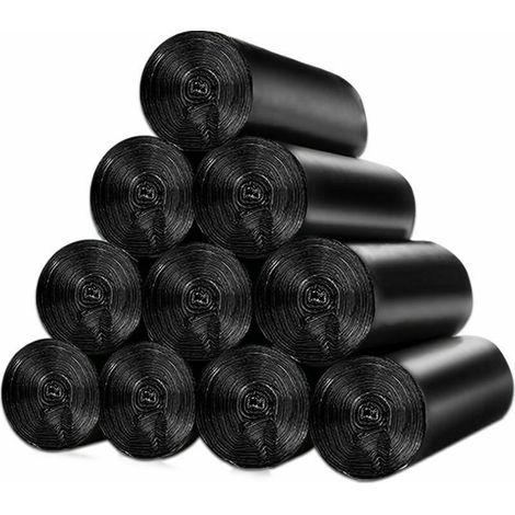 Eine Auswahl von 150 10 Liter Müllsäcken mit Schiebegriff, ufsicher, 10 Rollen mit 10 Liter rechteckigen Müllsäcken, mittelgroß, 45 x 50 cm, schwarz (1/4)