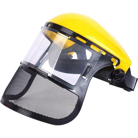 Casque de sécurité pour travaux de jardinage et débroussaillage — Masque de protection facial intégral en PVC et maille métallique, pour débroussailleuses et travaux forestiers