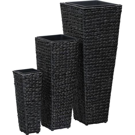Fioriera rialzata per piante fiori e giardino 3 pezzi giacinto d'acqua nero 020001343