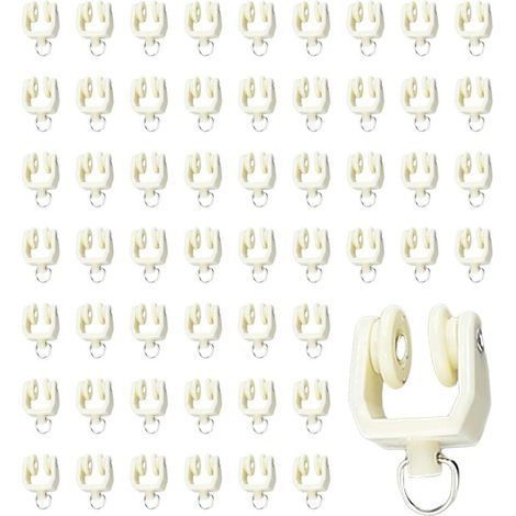 35 Pièces Rail de Rideau de Plafond Flexible et Pliable en Plastique pour Fenêtres et Douches, Rouleaux à Deux Roues pour Systèmes de Rideaux Lourds, Ensemble (1/4)