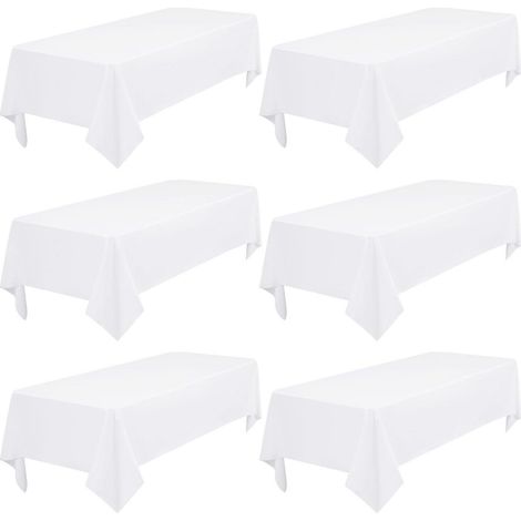 6er Set Tischdecken Weiß 153x260cm Rechteckig Polyester Waschbar