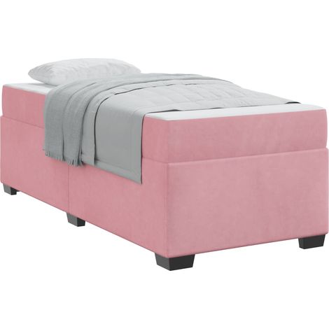 Lit simple  Lit adulte  Cadre de lit avec matelas Rose 80 x 200 cm tissu