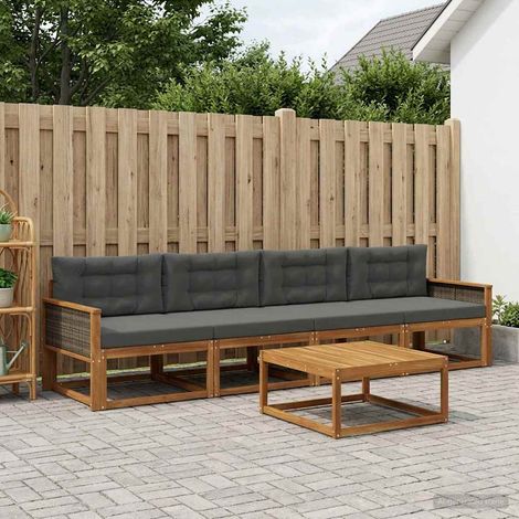 vidaXL Outdoor-Sofagarnitur mit Kissen 5 pcs Natur und Anthrazit (1/5)